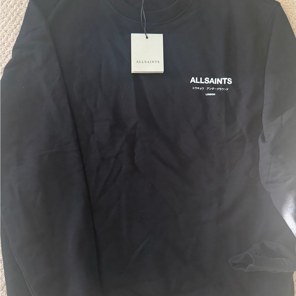 All Saints Men's UNDERGROUND RELAXED FIT CREW NECK SWEATSHIRT Size L